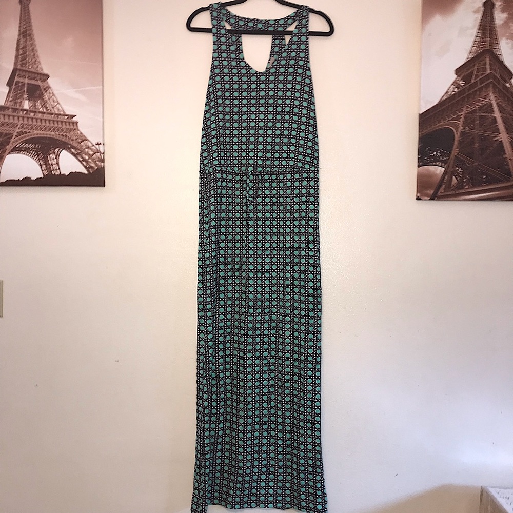 Banana Republic NWT Women’s Sleeveless Green Geometric Print Maxi Dress XS